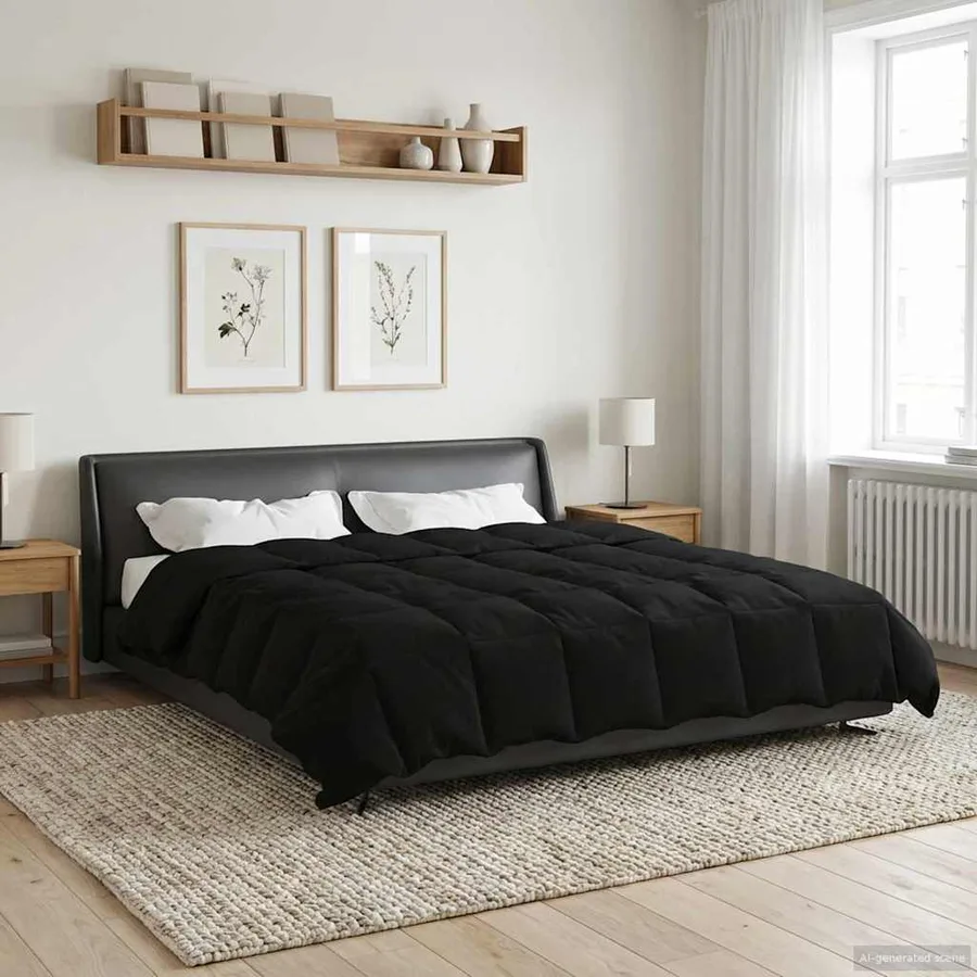 Duvet complet toute l'année Noir 200 x 200 cm Microfibre - 4