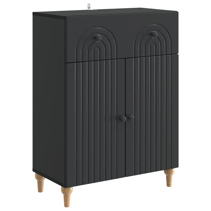 Buffet avec tiroir Noir 66 x 34,5 x 90 cm Bois d'ingénierie - 2