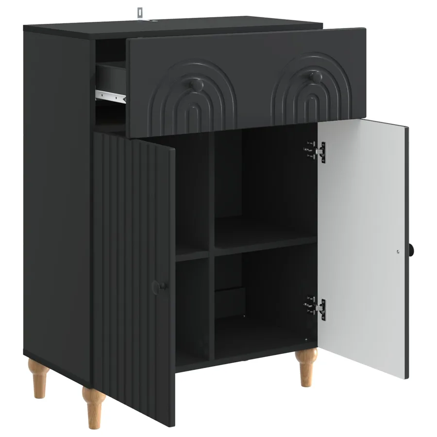 Buffet avec tiroir Noir 66 x 34,5 x 90 cm Bois d'ingénierie - 5