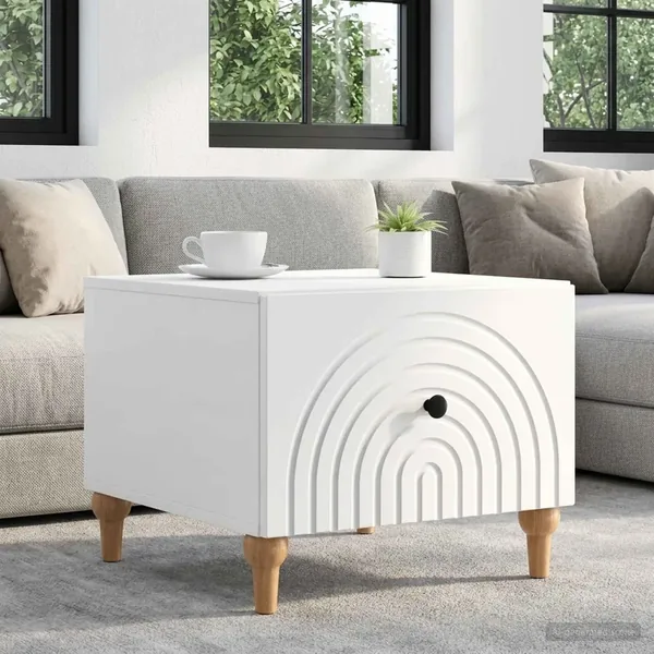 Table basse Blanc brillant 49 x 50 x 40 cm Bois d'ingénierie