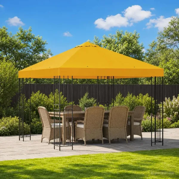 Pavillon 3 x 3 m Jaune Polyester et Acier 190 gsm