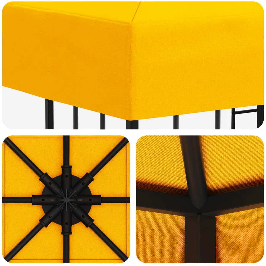 Pavillon 3 x 3 m Jaune Polyester et Acier 190 gsm - 5