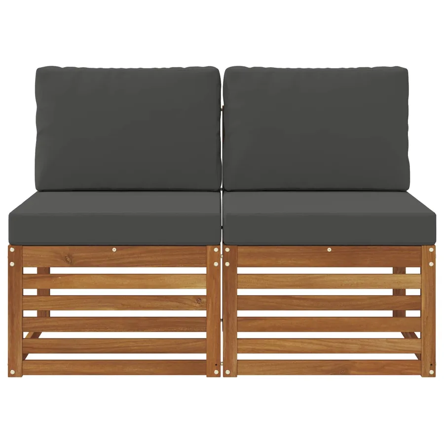 2 Pièce Sofa de milieu extérieur Bois d'Acacia Massif Naturel - 3