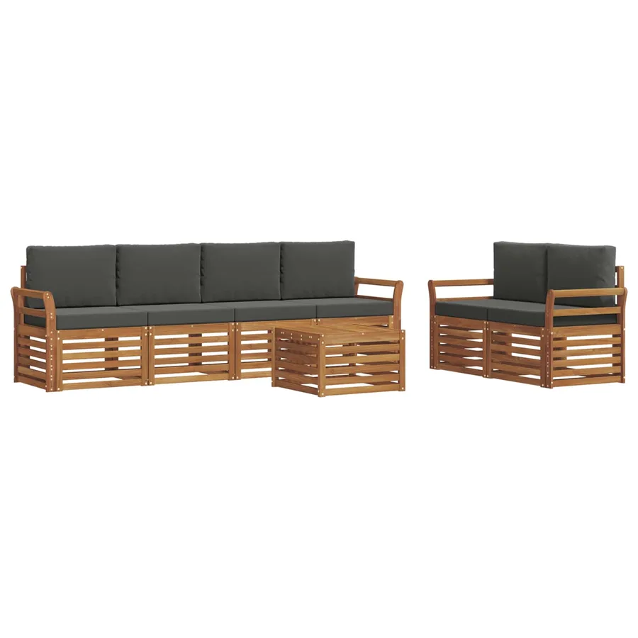 Ensemble de canapés d'extérieur 7 pcs Naturel et Anthracite - 2