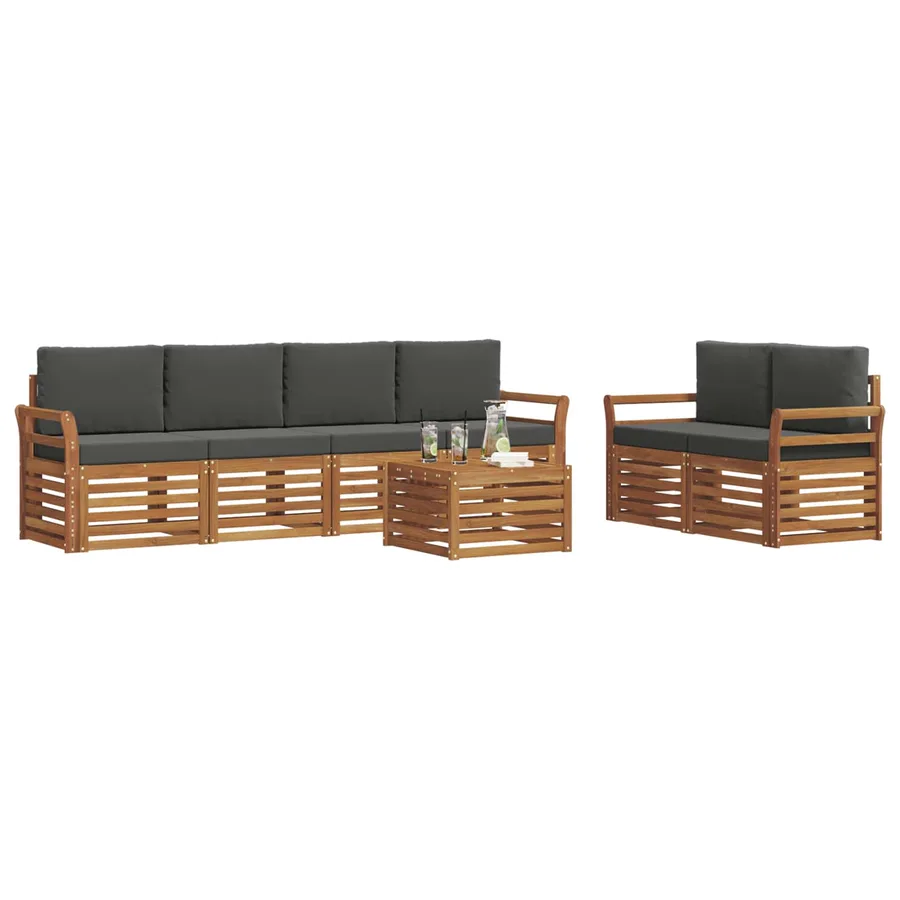 Ensemble de canapés d'extérieur 7 pcs Naturel et Anthracite - 3