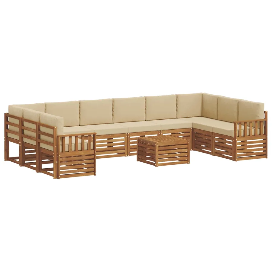 Ensemble de canapés d'extérieur 11 pcs Naturel et Beige - 2
