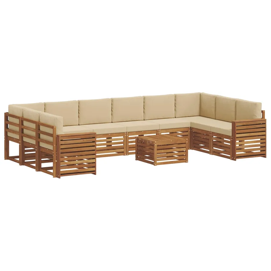 Ensemble de canapés d'extérieur 11 pcs Naturel et Beige - 2