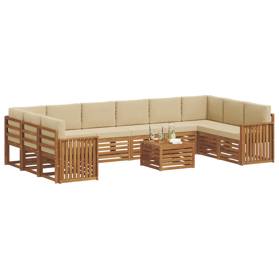 Ensemble de canapés d'extérieur 11 pcs Naturel et Beige - 3