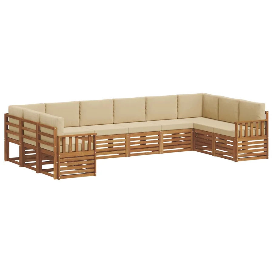 Ensemble de canapé d'angle avec coussin 10 pcs Naturel et Beige - 2