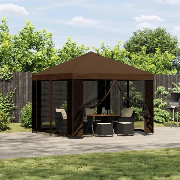Abri de jardin avec parois 3 x 3 m Marron Polyester et Acier