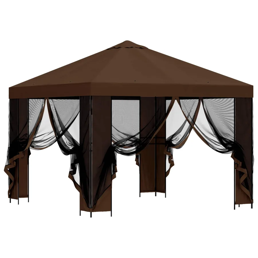 Abri de jardin avec parois 3 x 3 m Marron Polyester et Acier - 4