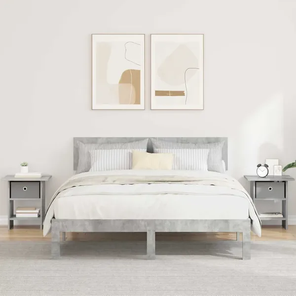 Table de chevet avec tiroir 2 pcs Gris béton 41 x 40 x 45 cm