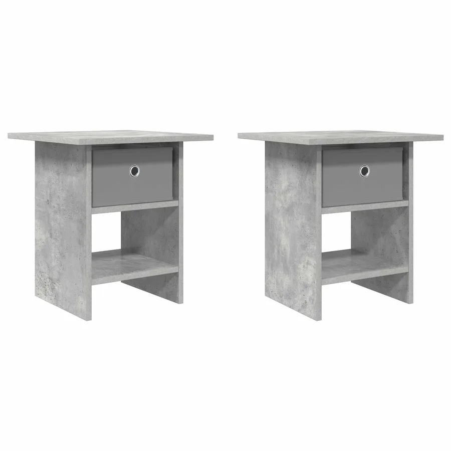Table de chevet avec tiroir 2 pcs Gris béton 41 x 40 x 45 cm - 2