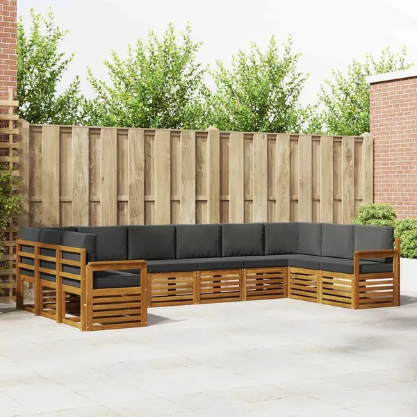Ensemble de canapé d'angle 10 pcs Naturel et Anthracite
