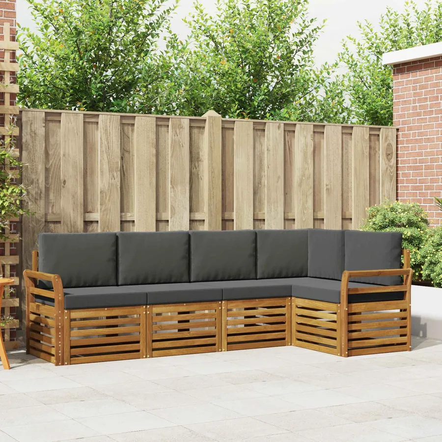 Ensemble de canapé d'angle 5 pcs Naturel et Anthracite