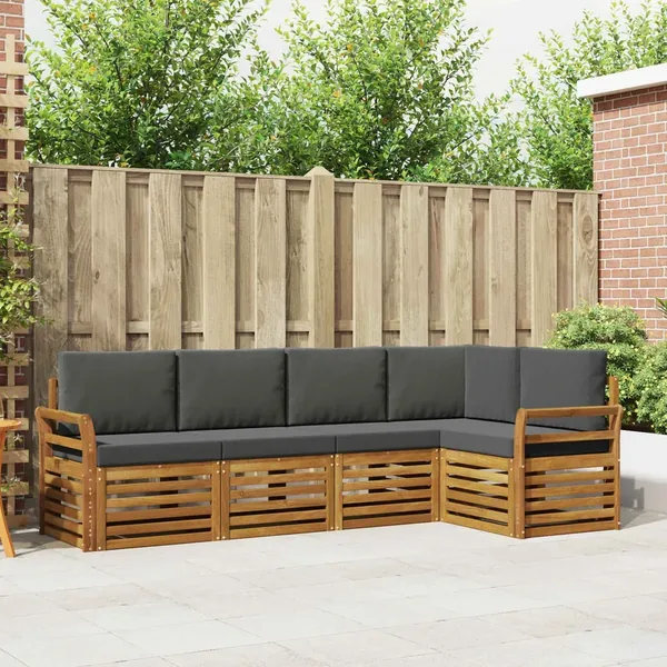 Ensemble de canapé d'angle 5 pcs Naturel et Anthracite