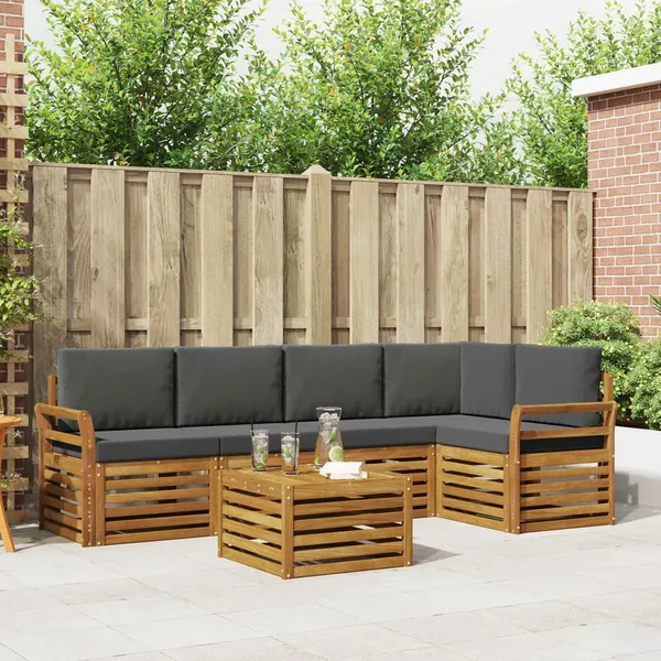 Ensemble de canapé d'angle 6 pcs Naturel et Anthracite
