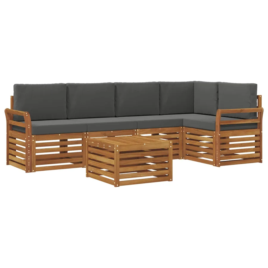 Ensemble de canapé d'angle 6 pcs Naturel et Anthracite - 2