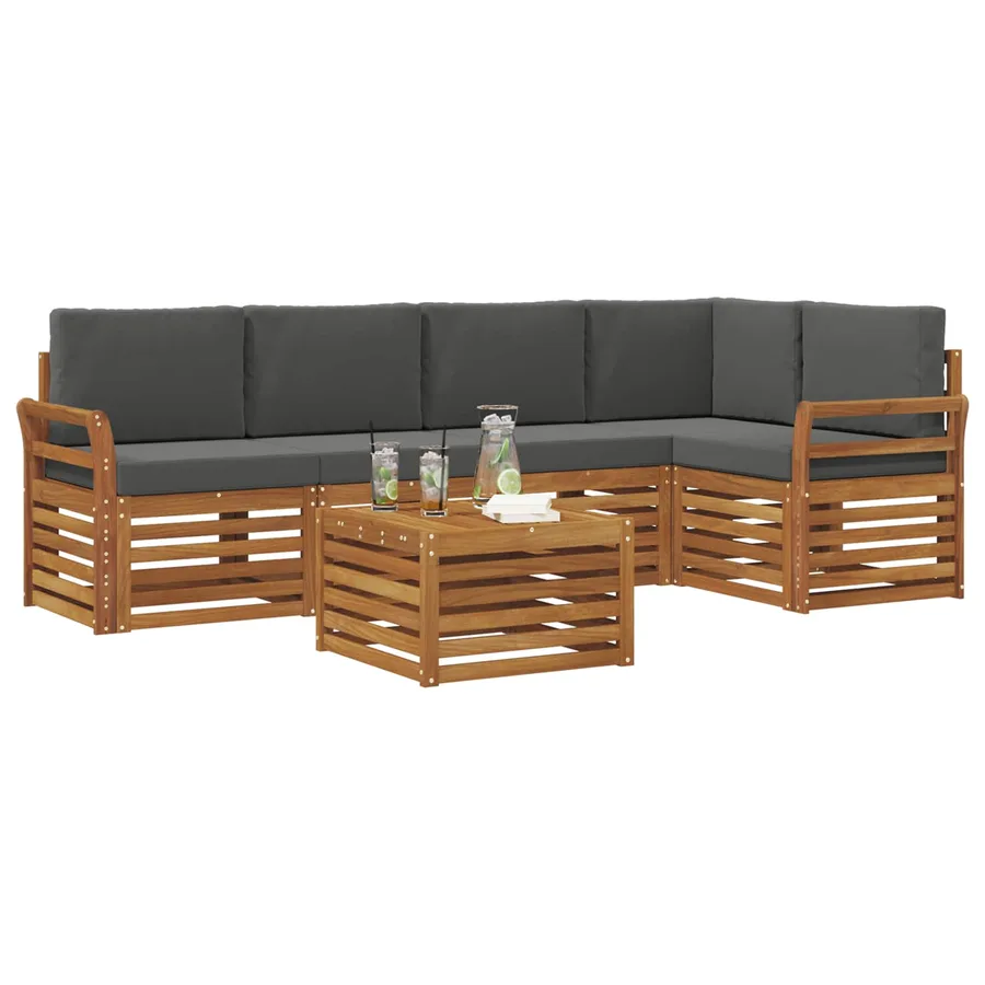 Ensemble de canapé d'angle 6 pcs Naturel et Anthracite - 3