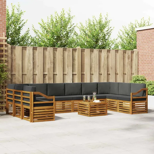 Ensemble de canapés d'extérieur 11 pcs Naturel et Anthracite