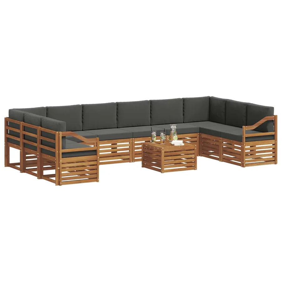Ensemble de canapés d'extérieur 11 pcs Naturel et Anthracite - 3