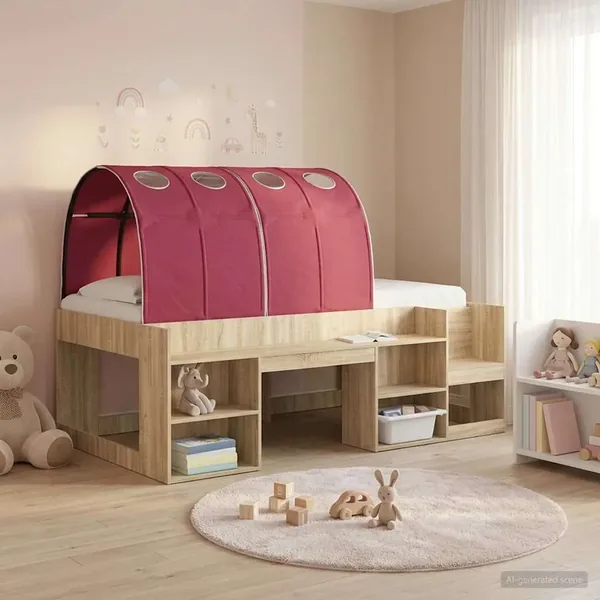 Tunnel de lit 2 pcs Rouge 211 x 67,5 x 2 cm Polyester