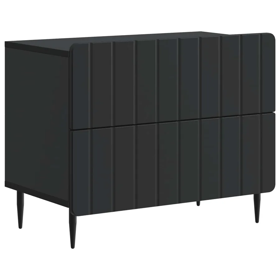 Cabinet de chevet Noir 62 x 34,5 x 49,5 cm Bois d'ingénierie - 2