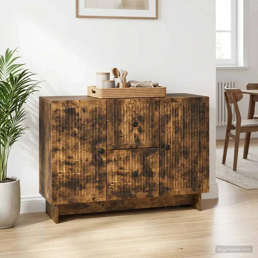Buffet Chêne fumé 89 x 34,5 x 60 cm Bois d'ingénierie