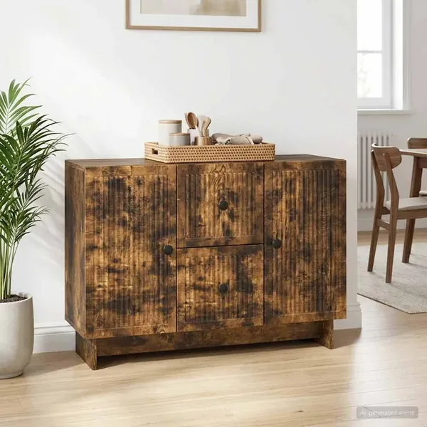 Buffet Chêne fumé 89 x 34,5 x 60 cm Bois d'ingénierie