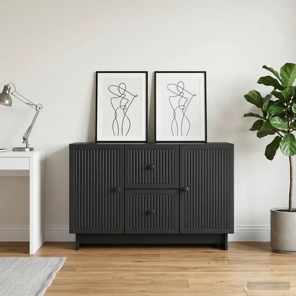 Buffet avec tiroir Noir 89 x 34,5 x 60 cm Bois d'ingénierie