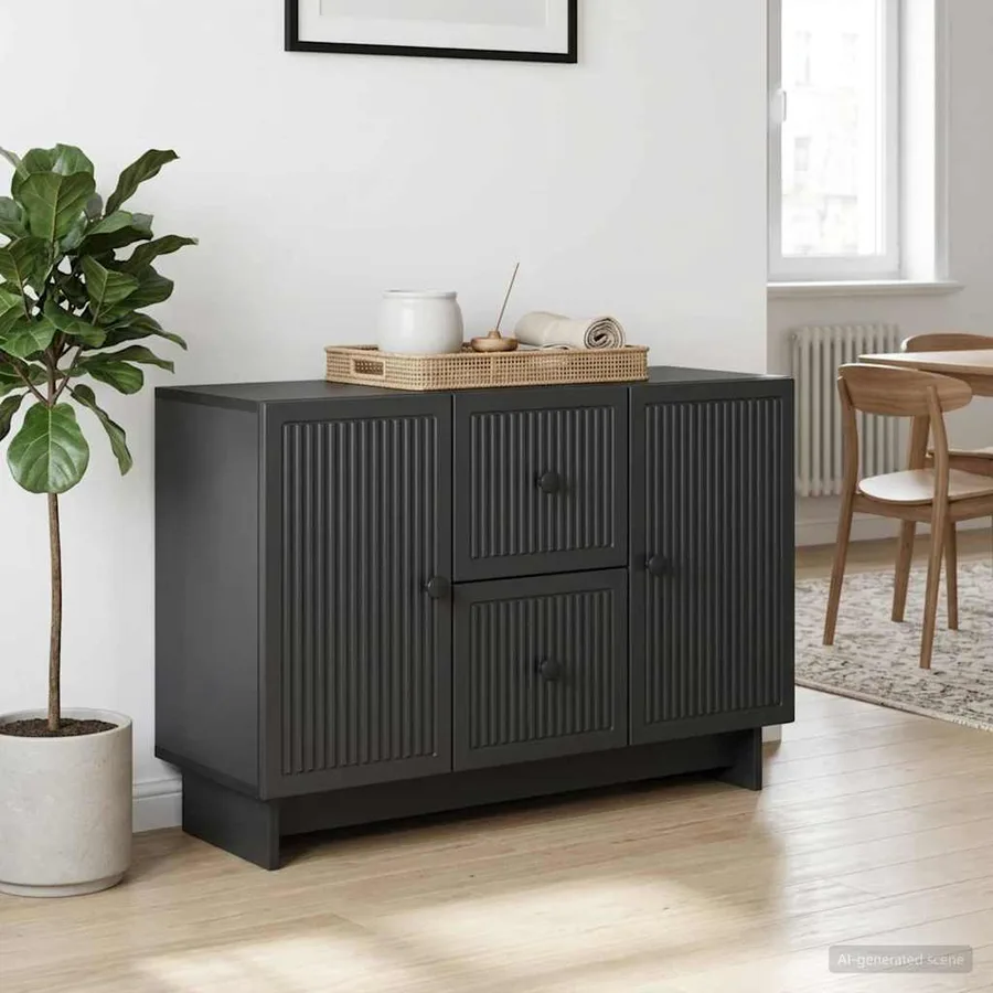 Buffet avec tiroir Noir 89 x 34,5 x 60 cm Bois d'ingénierie - 4