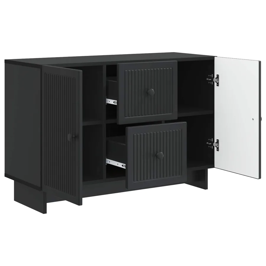 Buffet avec tiroir Noir 89 x 34,5 x 60 cm Bois d'ingénierie - 5