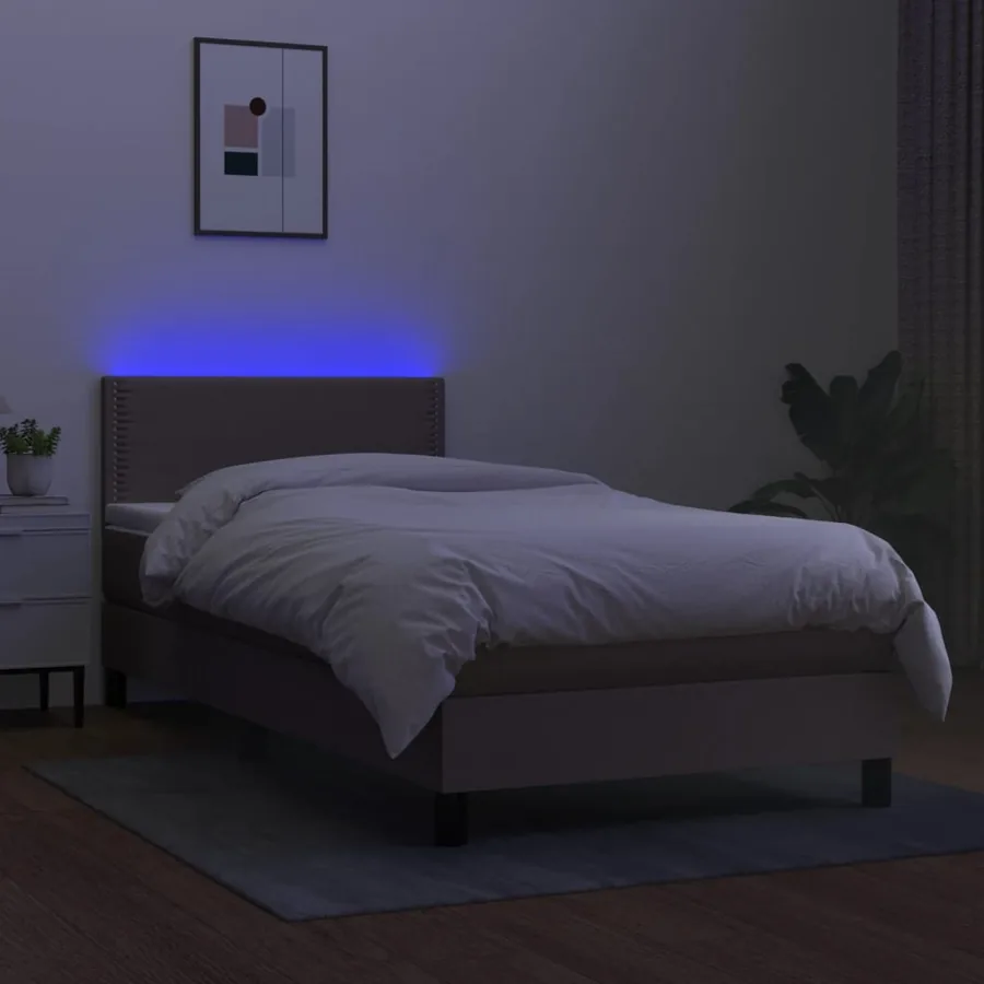 Sommier à lattes de lit avec matelas LED Taupe 90x190 cm Tissu - 4