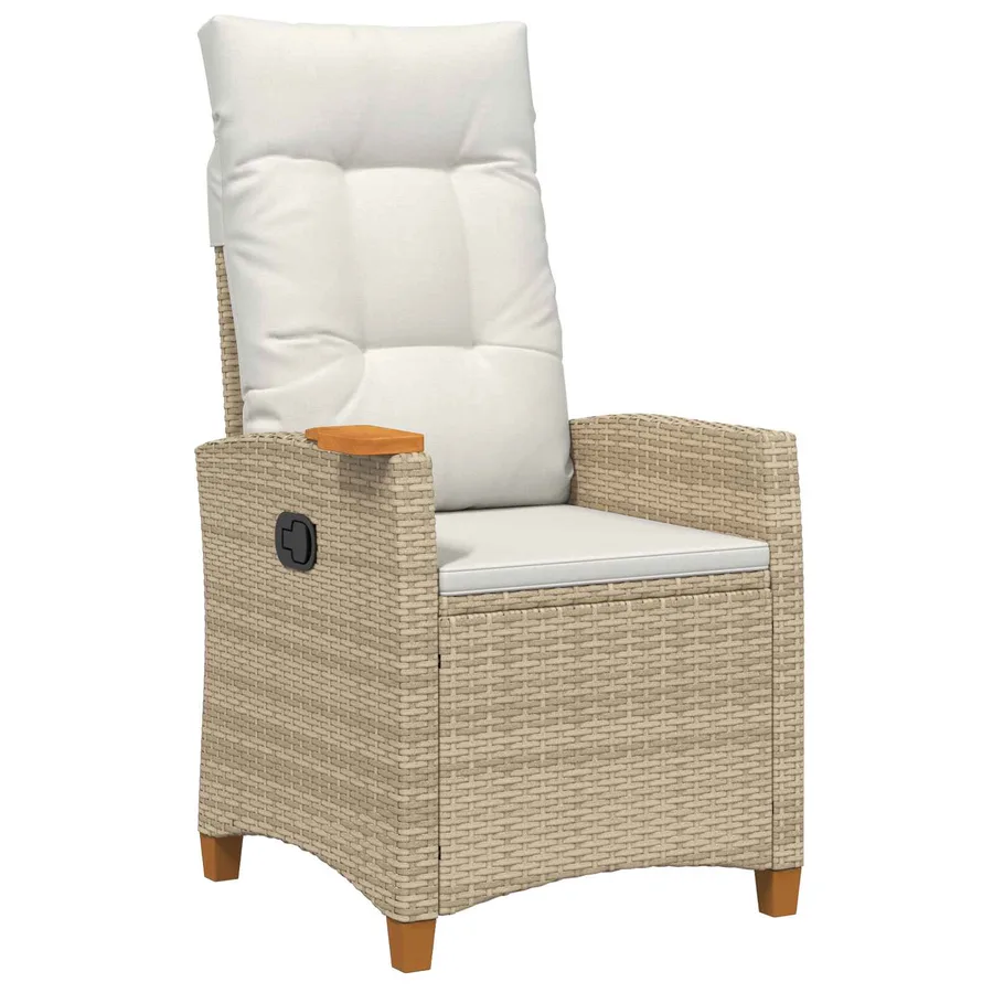 Chaise inclinable avec plateau à thé 62 x 64 x 112 cm polyrotin - 2