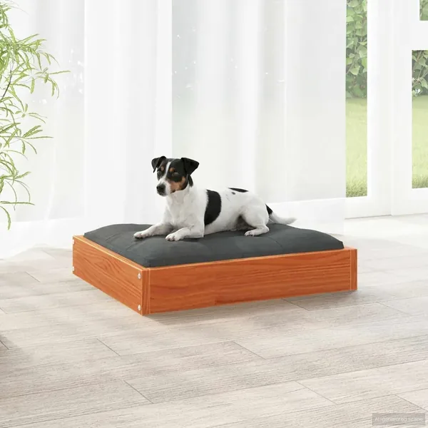 Lit pour Chien Cire marron 51,5 x 44 x 9 cm Bois de Pin Massif