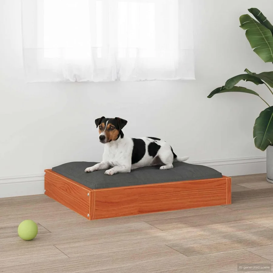 Lit pour Chien Cire marron 51,5 x 44 x 9 cm Bois de Pin Massif - 4