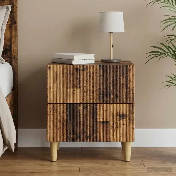 Cabinet de chevet avec tiroir Bois ancien 43 x 34,5 x 48 cm