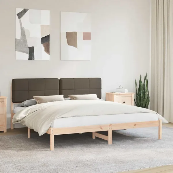 Cadre de lit avec tête de lit rembourrée Taupe 200 x 200 cm