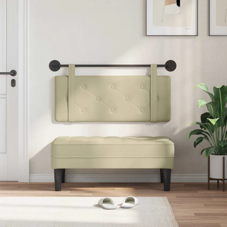 Tête de lit suspendue Crème Simili cuir - 3
