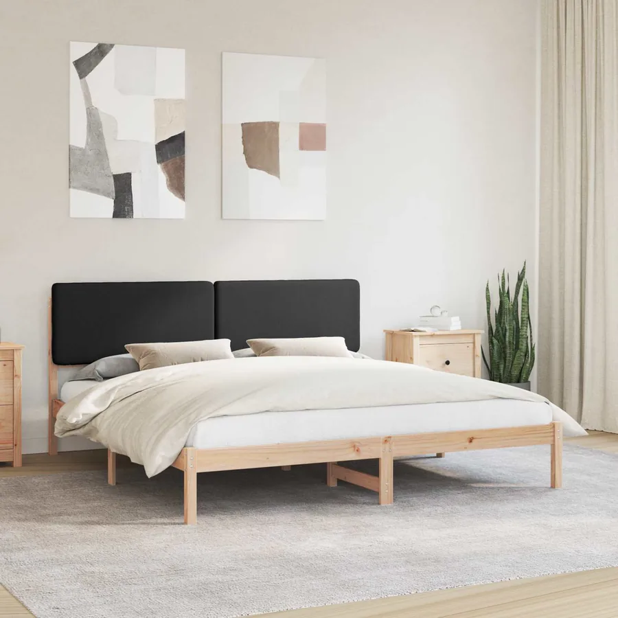 Cadre de lit avec tête de lit rembourrée Noir 200 x 200 cm