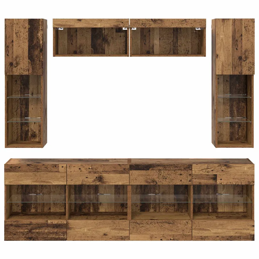 Ensemble de meuble TV mural 6 pcs Bois ancien Bois d’ingénierie - 10