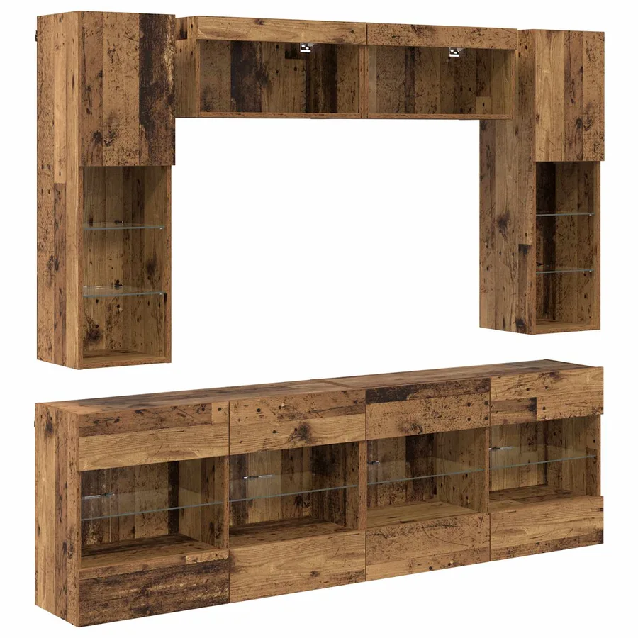 Ensemble de meuble TV mural 6 pcs Bois ancien Bois d’ingénierie - 2