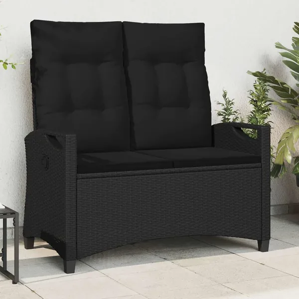 Banc de jardin Noir 105 x 60 x 112 cm Acier et Polyester