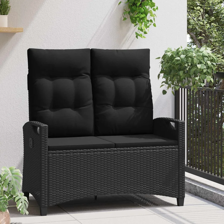 Banc de jardin Noir 105 x 60 x 112 cm Acier et Polyester - 3