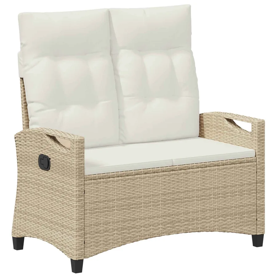 Banc de jardin avec oreiller Beige et crème 105 x 60 x 112 cm - 2