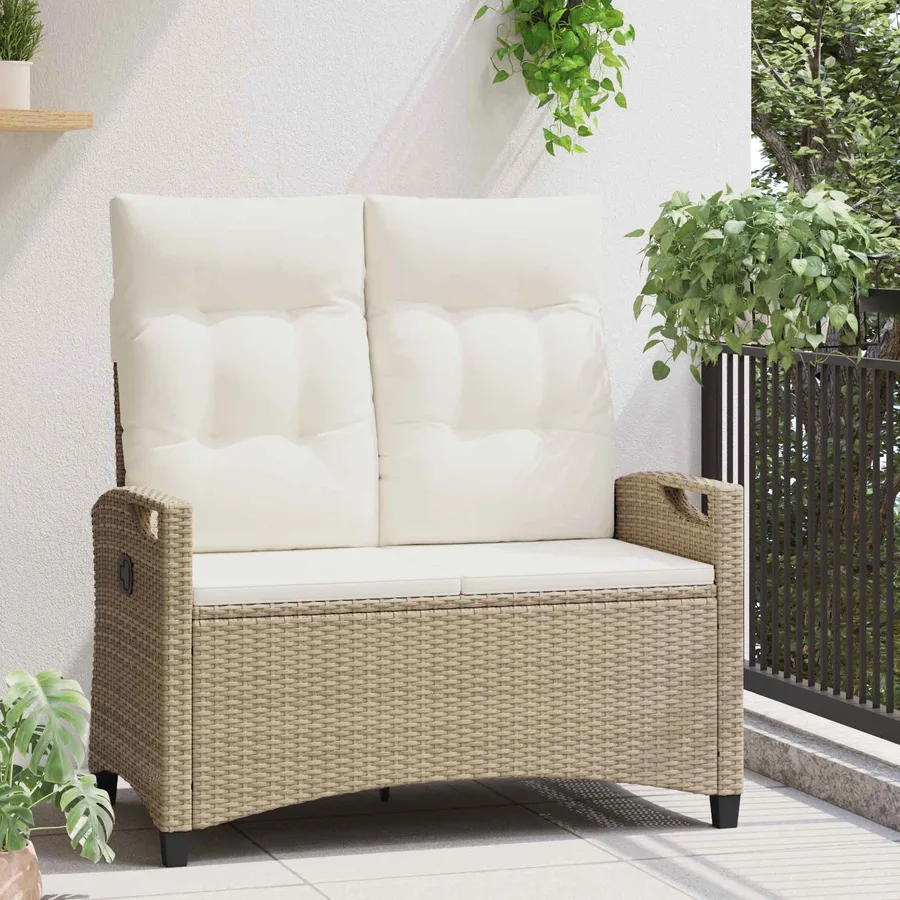 Banc de jardin avec oreiller Beige et crème 105 x 60 x 112 cm - 3
