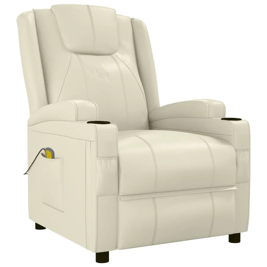 Fauteuil de massage blanc crème similicuir - 2