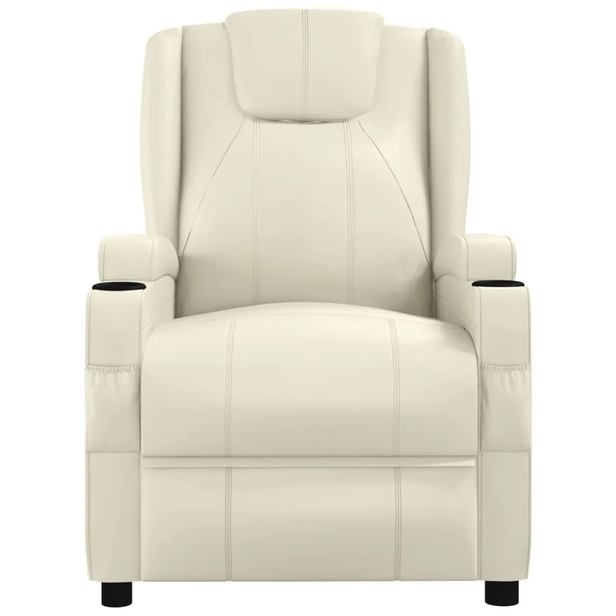 Fauteuil de massage blanc crème similicuir - 3