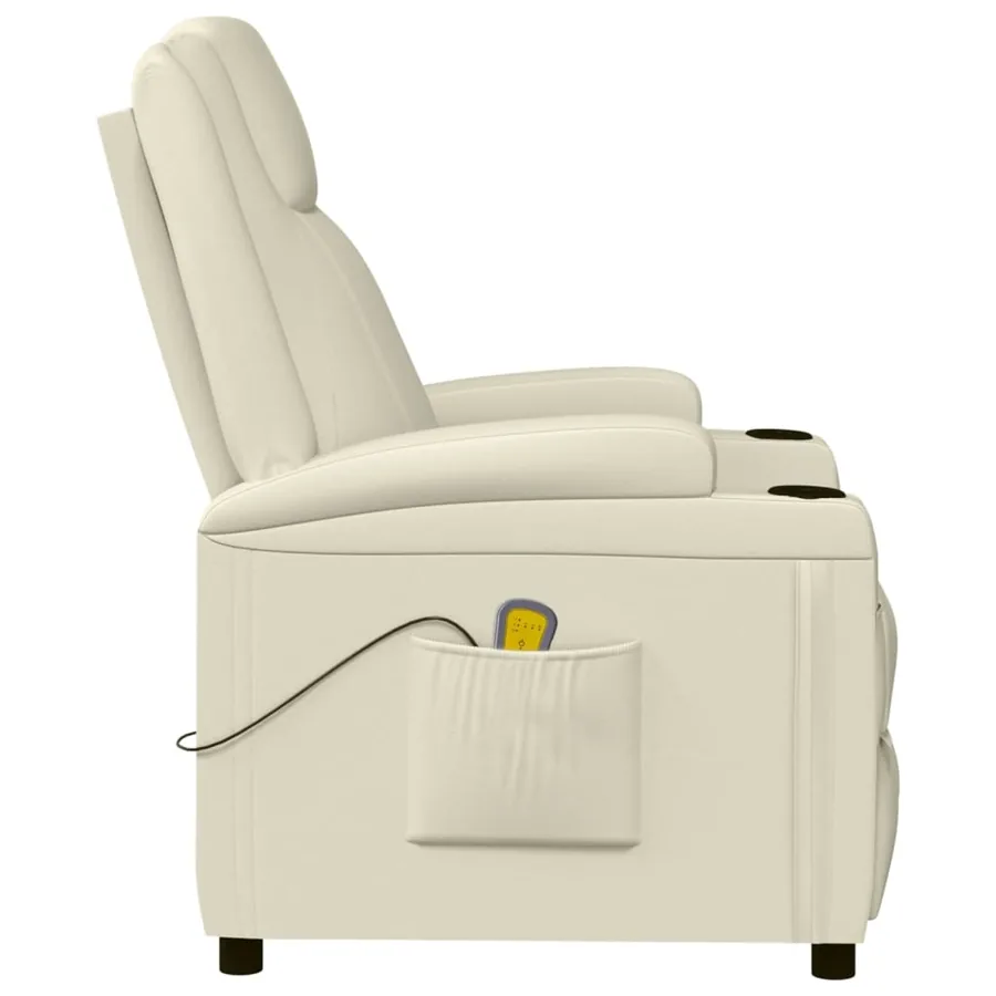 Fauteuil de massage blanc crème similicuir - 4