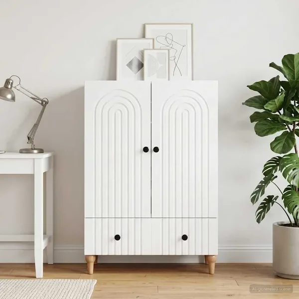 Buffet Blanc 66 x 34,5 x 95 cm Bois d'ingénierie